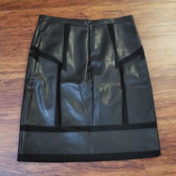 Proenza Schouler Blk Leather Cashmere Wool Chic Feminine Retro Y2K Skirt Size 10 - Picture 4 of 4